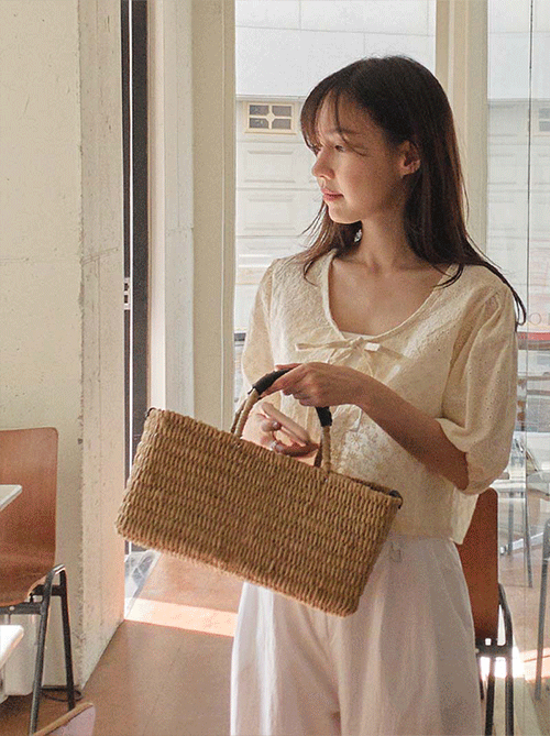 [당일발송!60%세일!]러블리 펀칭 볼레로 리본 블라우스 [size:F(55~66)]